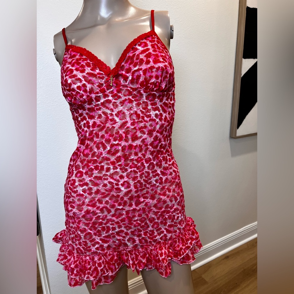 Victoria's Secret Lace Chemise -  Red Leopard  Print Lingerie